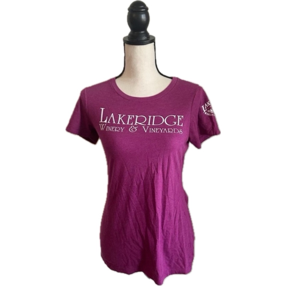 Next Level Apparel Pink Fitted Short Sleeve Winery Graphic Tee